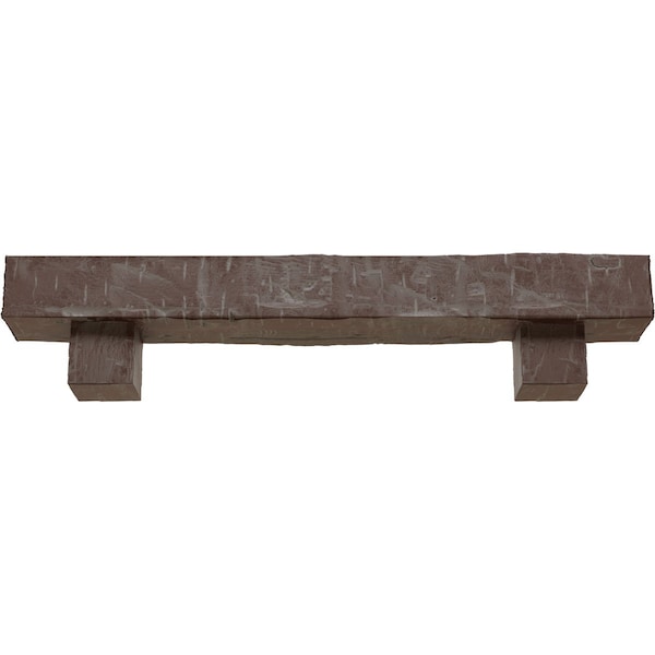 Kit W/ Alamo Corbels, Aged Pecan, 6H  X 10D X 72W Hand Hewn Faux Wood Fireplace ManteL